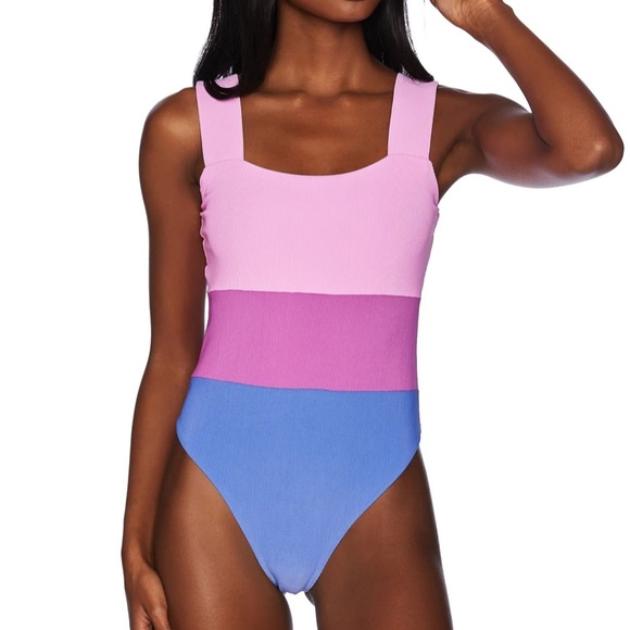 {Beach Riot} Brand New Amy One Piece Periwinkle Colorblock - Picture 3 of 7